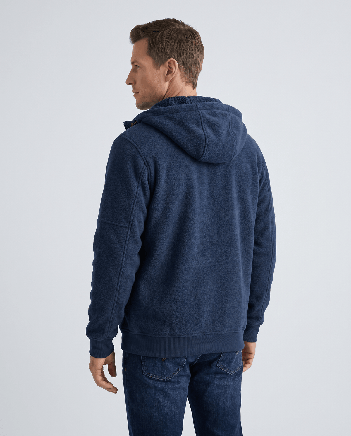 Knit Fleece Zip-Up Hoodie – Chest Pocket, Drawstring Hood & Regular Fit | Getaria