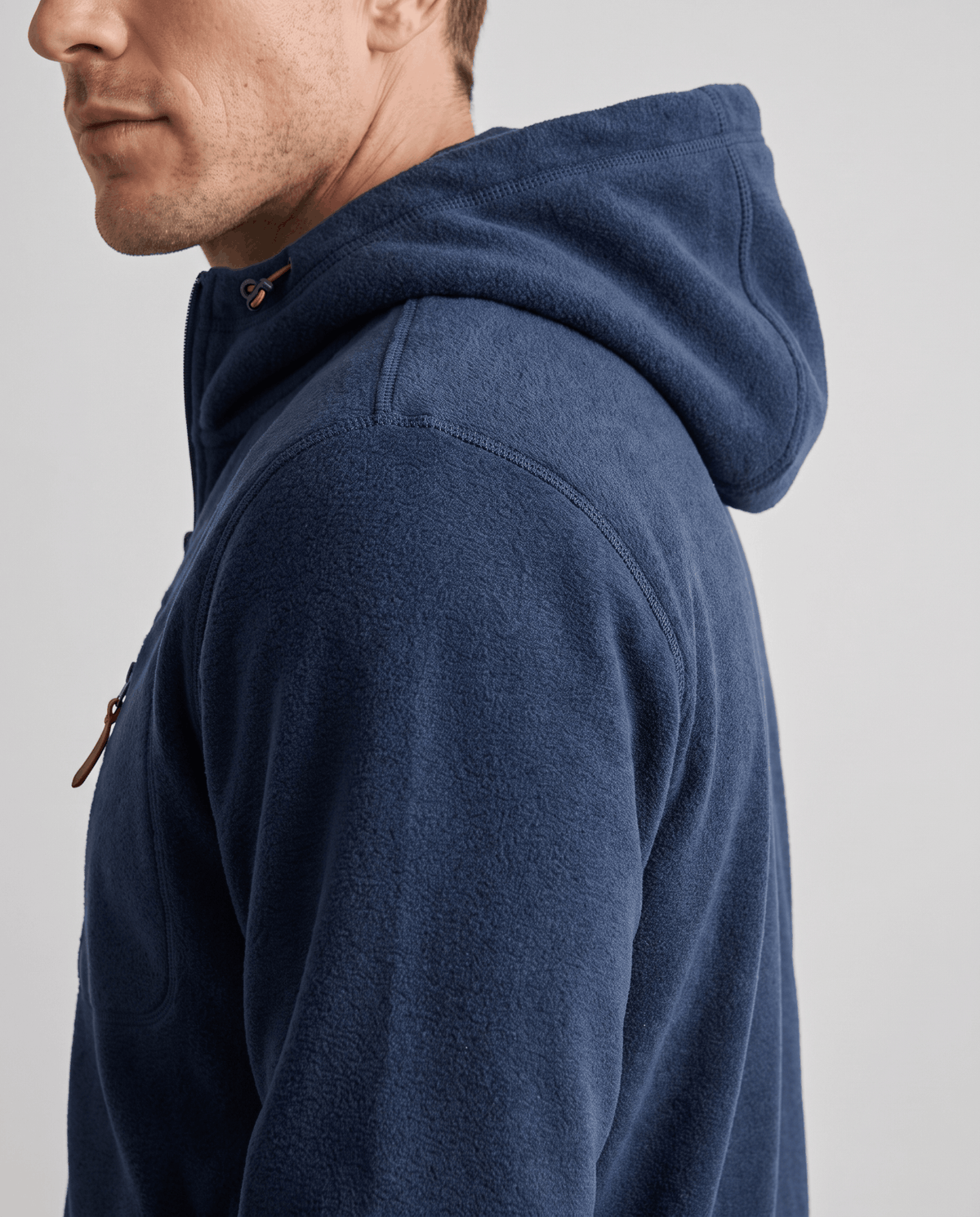 Knit Fleece Zip-Up Hoodie – Chest Pocket, Drawstring Hood & Regular Fit | Getaria