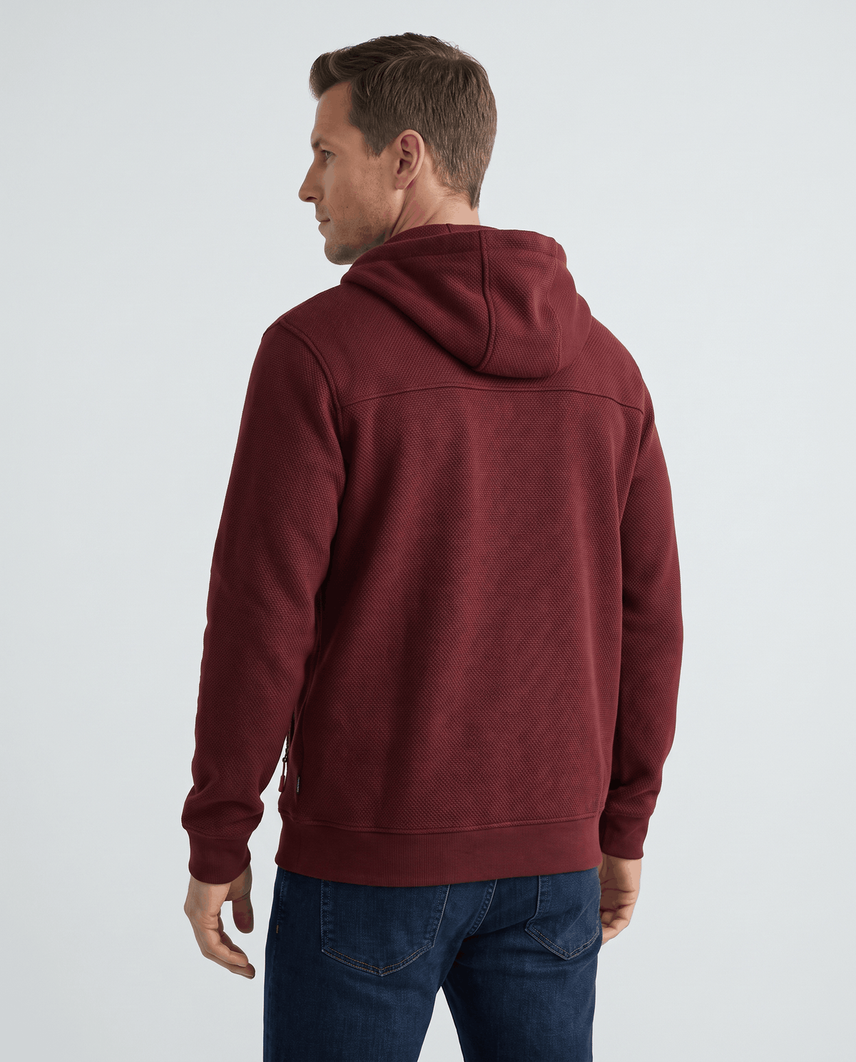 Knit Fleece Zip-Up Hoodie – Chest Pocket, Drawstring Hood & Regular Fit | Getaria
