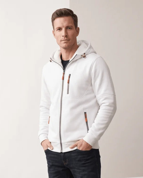 Knit Fleece Zip-Up Hoodie – Chest Pocket, Drawstring Hood & Regular Fit | Getaria