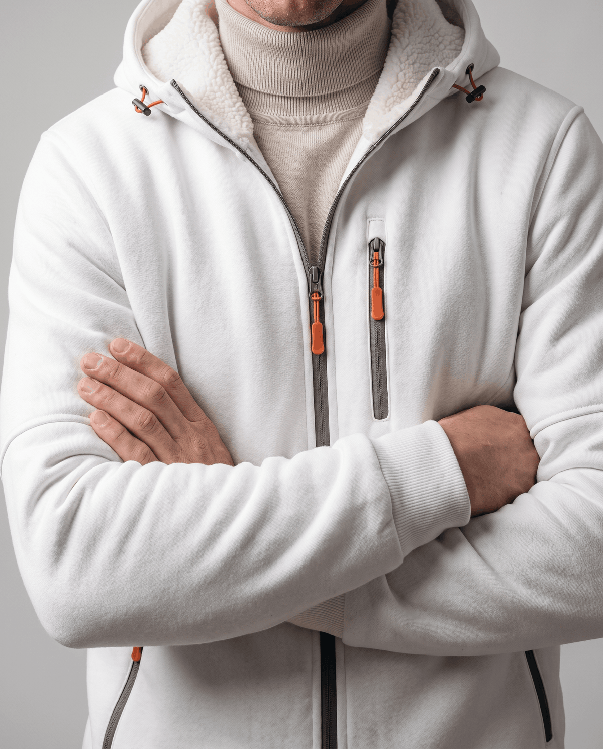 Knit Fleece Zip-Up Hoodie – Chest Pocket, Drawstring Hood & Regular Fit | Getaria