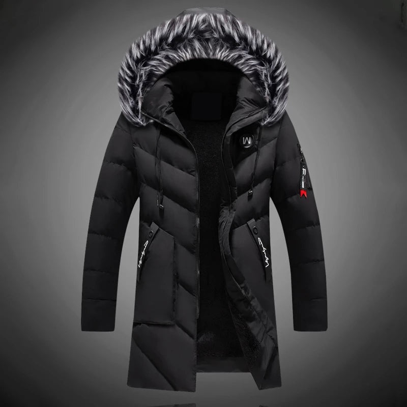 Miles | Men's Long Quilted Parka Jacket Faux Fur Hood Winter Coat