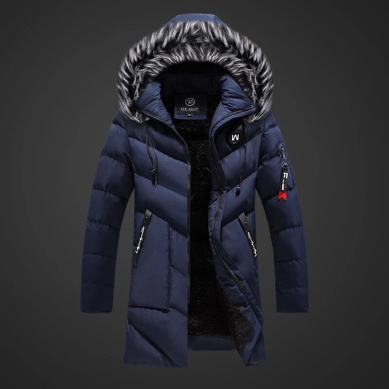Miles | Men's Long Quilted Parka Jacket Faux Fur Hood Winter Coat