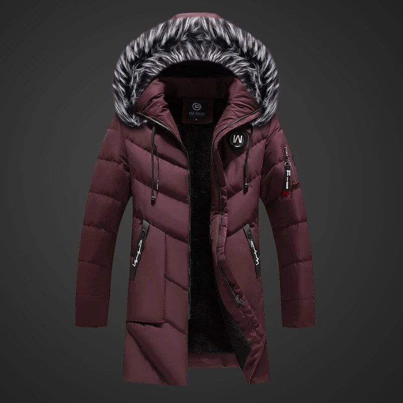 Miles | Men's Long Quilted Parka Jacket Faux Fur Hood Winter Coat