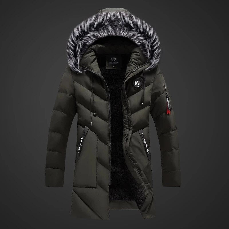 Miles | Men's Long Quilted Parka Jacket Faux Fur Hood Winter Coat