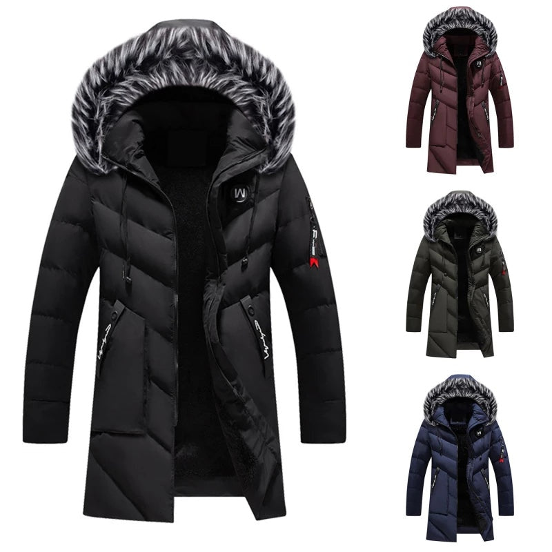 Miles | Men's Long Quilted Parka Jacket Faux Fur Hood Winter Coat