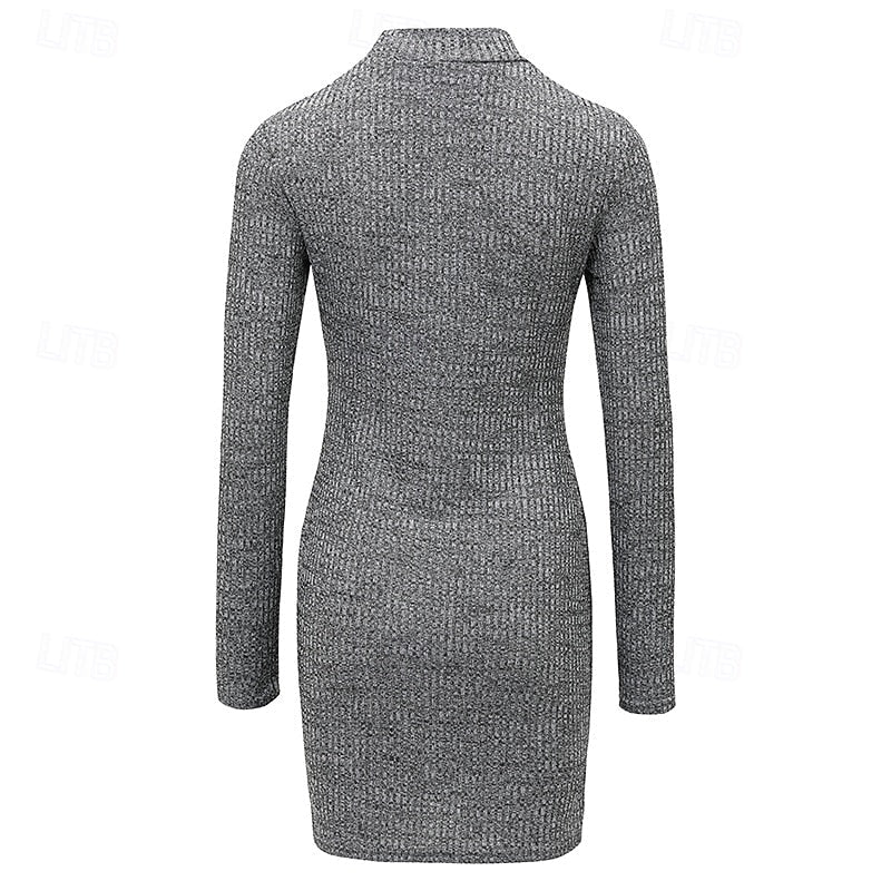 Harper | Turtleneck Ribbed Knit Long Sleeve Sweater Dress