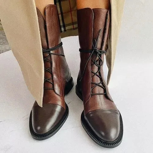Lace-Up Cap Toe Combat Boots