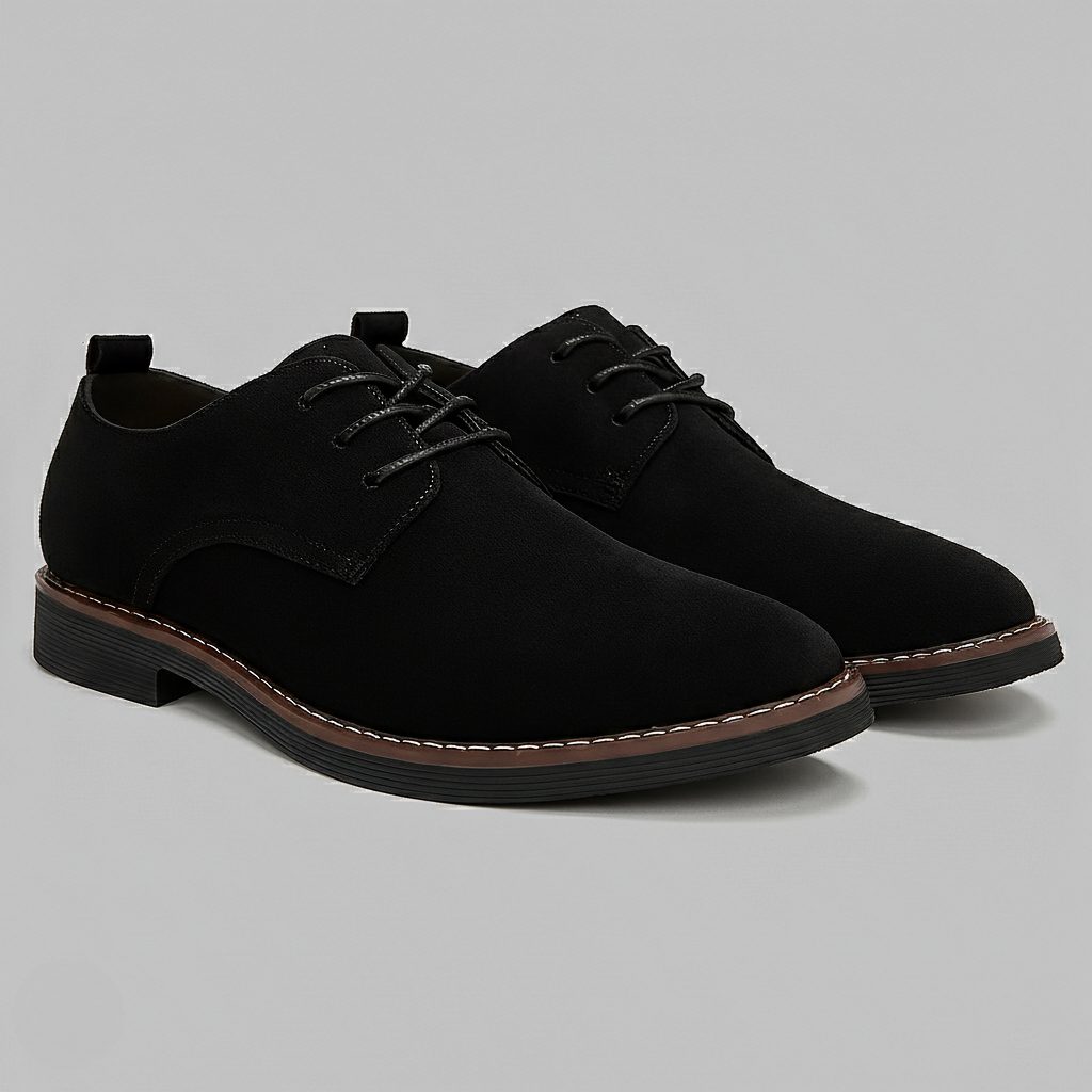Lace-Up Faux Suede Derby Shoes for Men