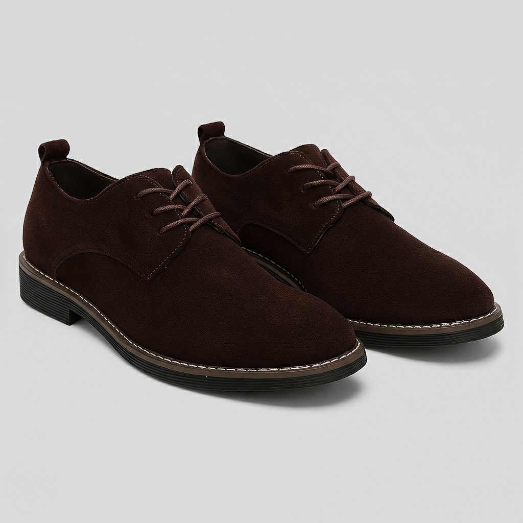 Lace-Up Faux Suede Derby Shoes for Men