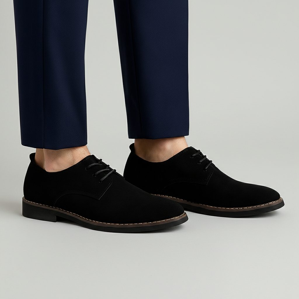Lace-Up Faux Suede Derby Shoes for Men