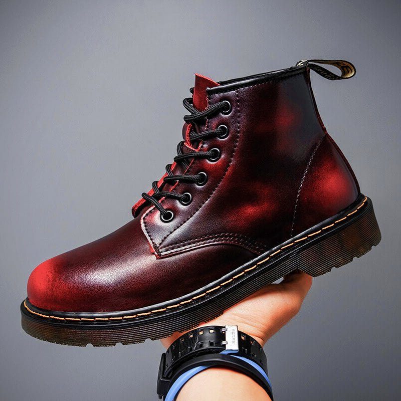 Lace-Up Leather Ankle Boots for Men
