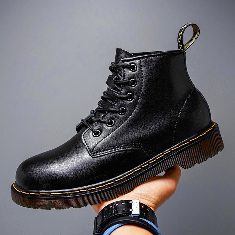 Lace-Up Leather Ankle Boots for Men