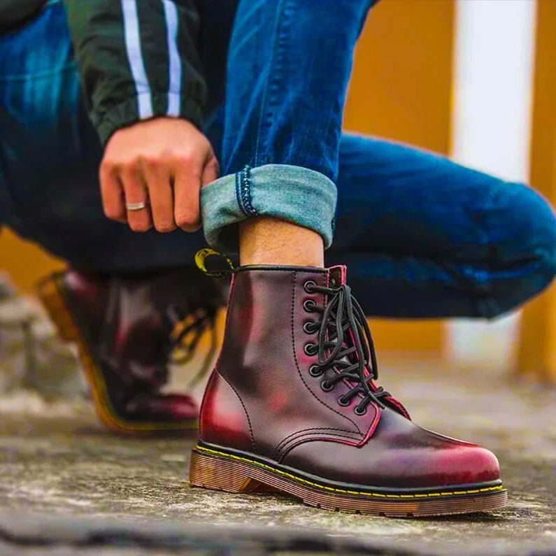 Lace-Up Leather Ankle Boots for Men