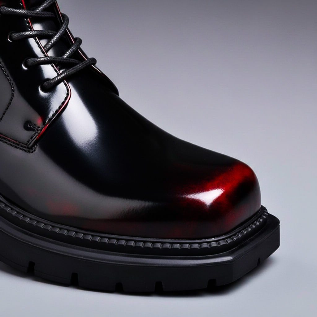 Lace-Up Leather Ankle Boots with Chunky Sole for Men