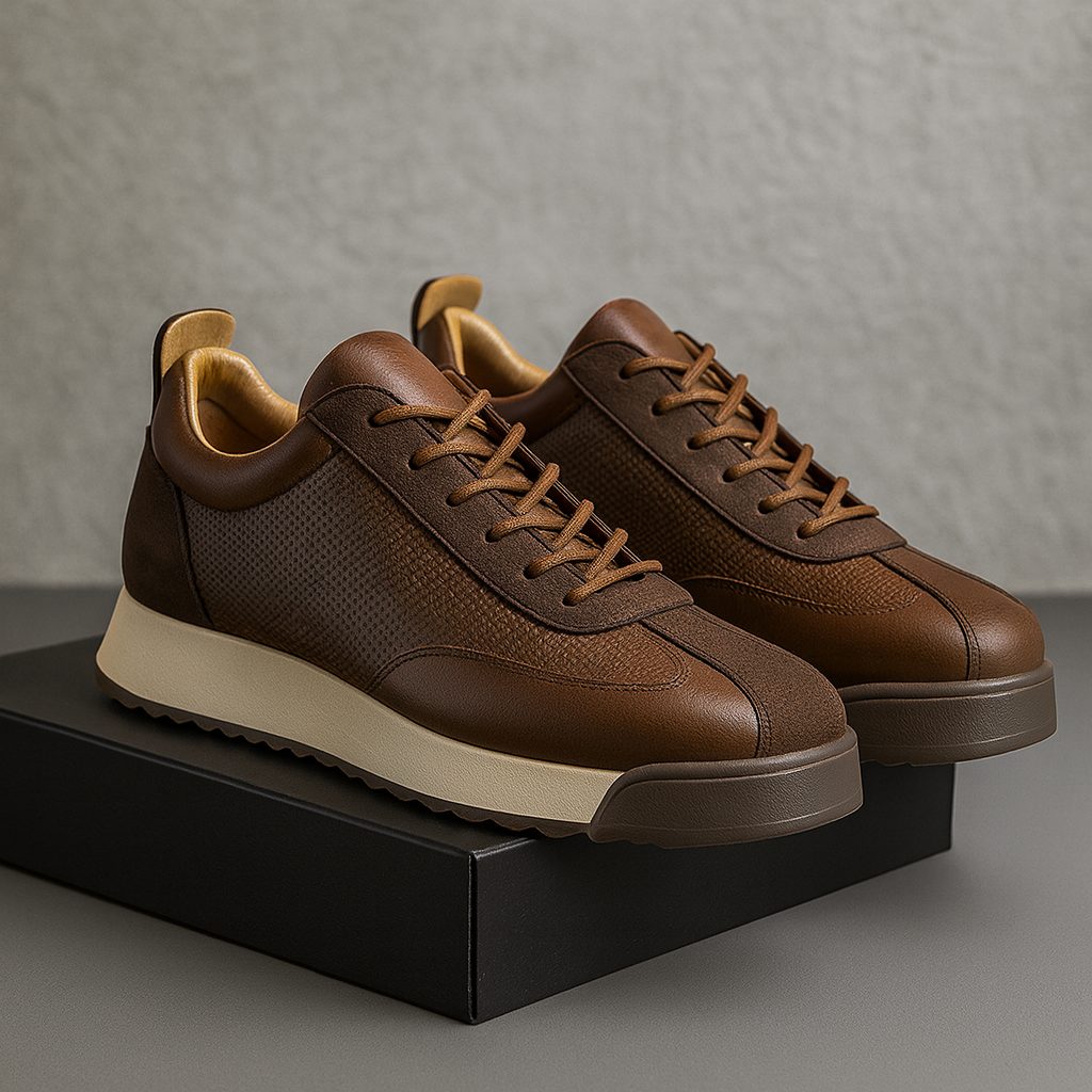 Lace-Up Leather Platform Sneakers for Men