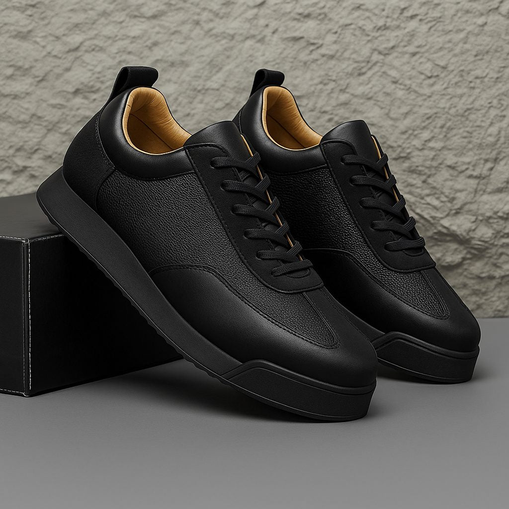 Lace-Up Leather Platform Sneakers for Men