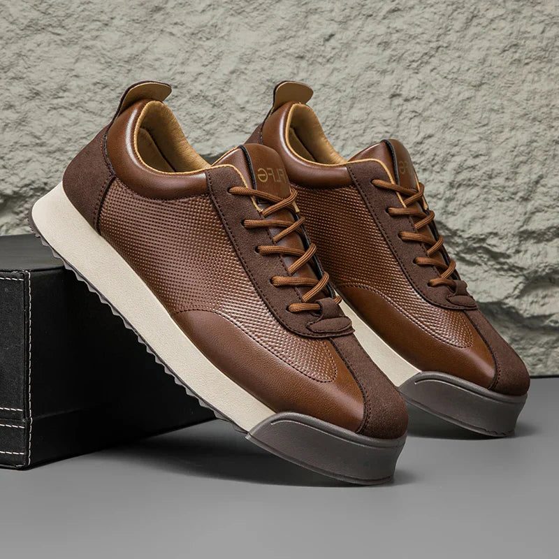 Lace-Up Leather Platform Sneakers for Men