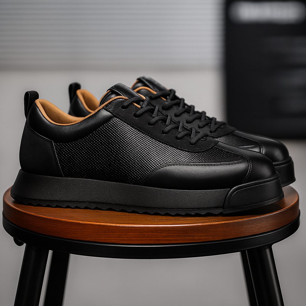 Lace-Up Leather Platform Sneakers for Men