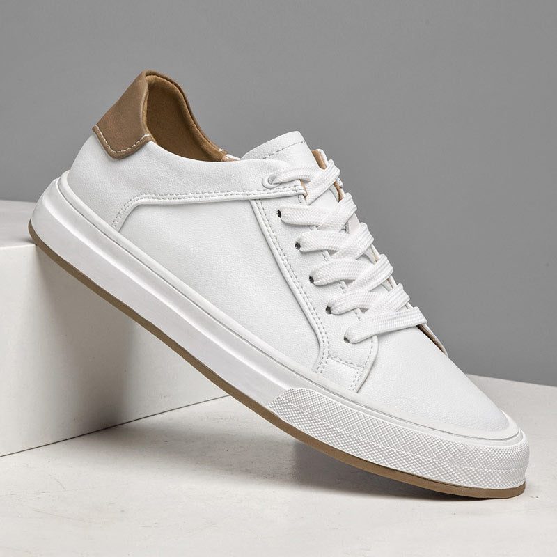 Lace-Up Leather White Sole Sneakers for Men