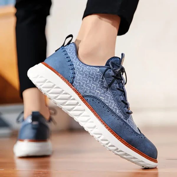 Lace-Up Mesh Leather Sneakers for Men
