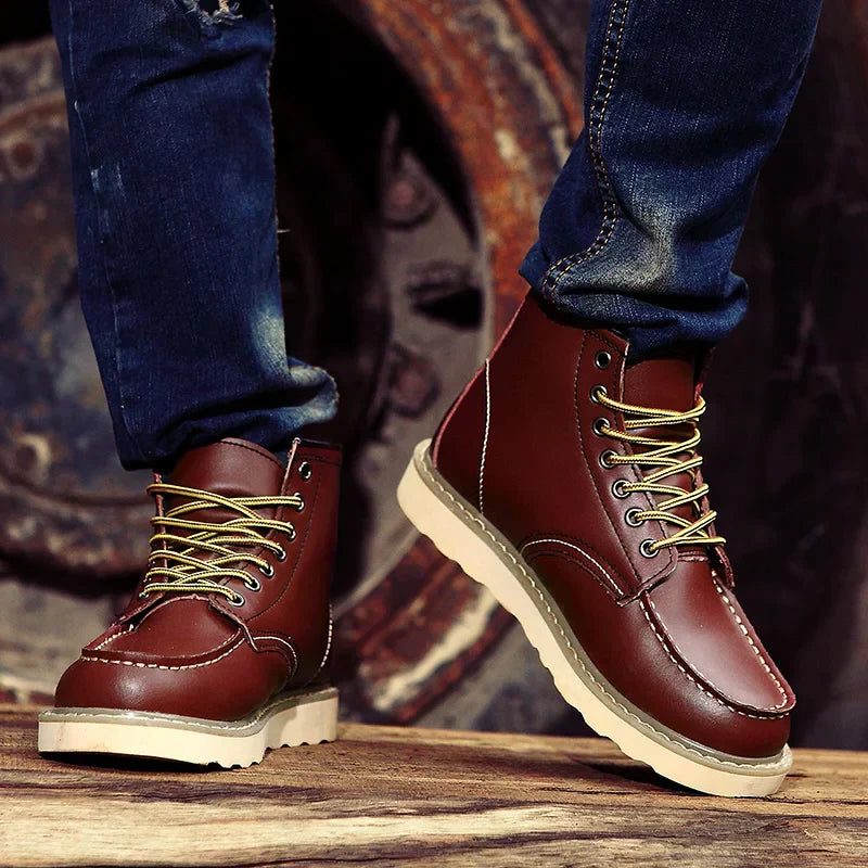 Lace-Up Moc Toe Work Boots for Men