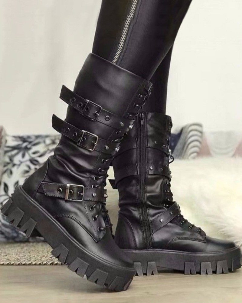 Agnete | Women's Lace-Up Platform Ankle Boots
