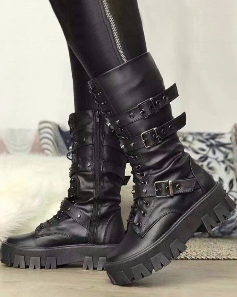 Agnete | Women's Lace-Up Platform Ankle Boots