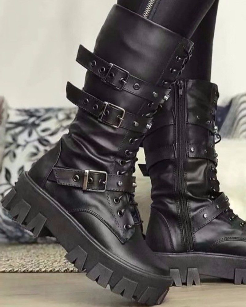 Agnete | Women's Lace-Up Platform Ankle Boots