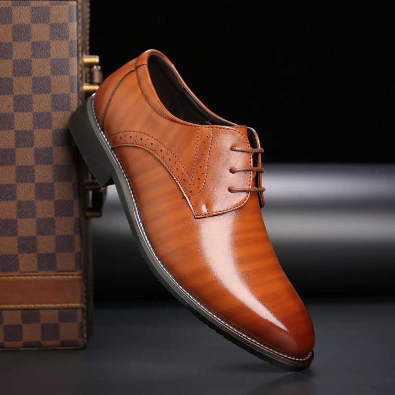 Lace-Up Pointed Toe Derby Shoes for Men
