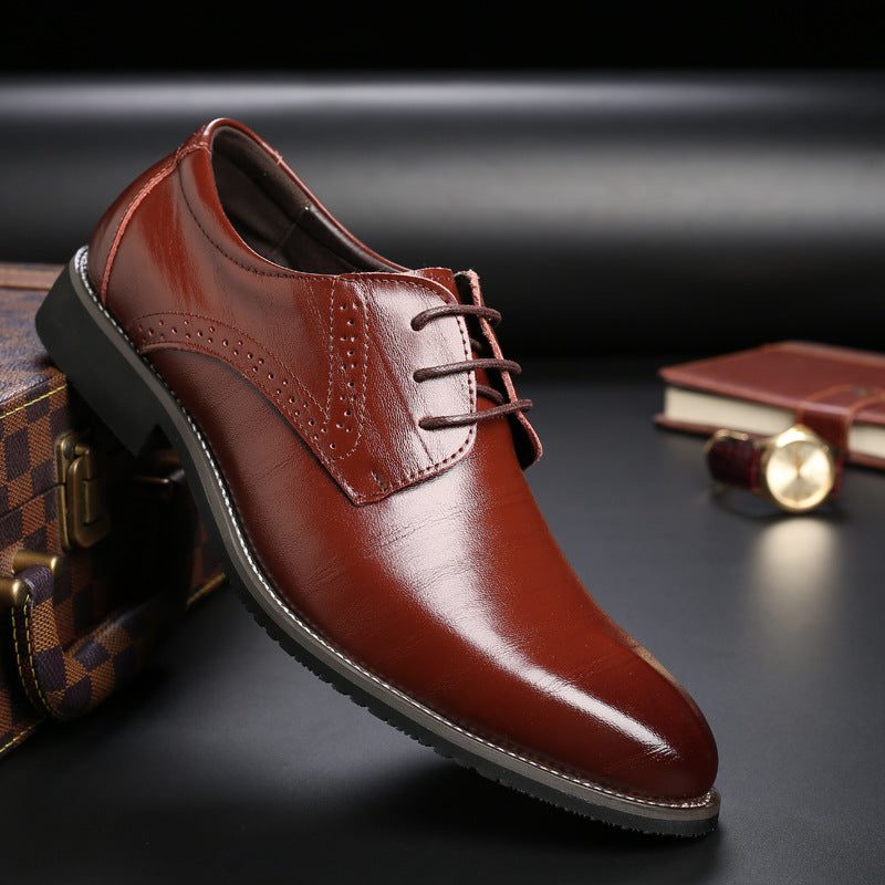 Lace-Up Pointed Toe Derby Shoes for Men