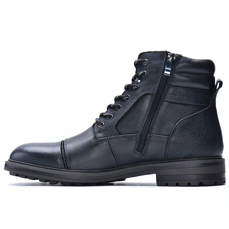 Lace-Up Side Zip Work Boots for Men