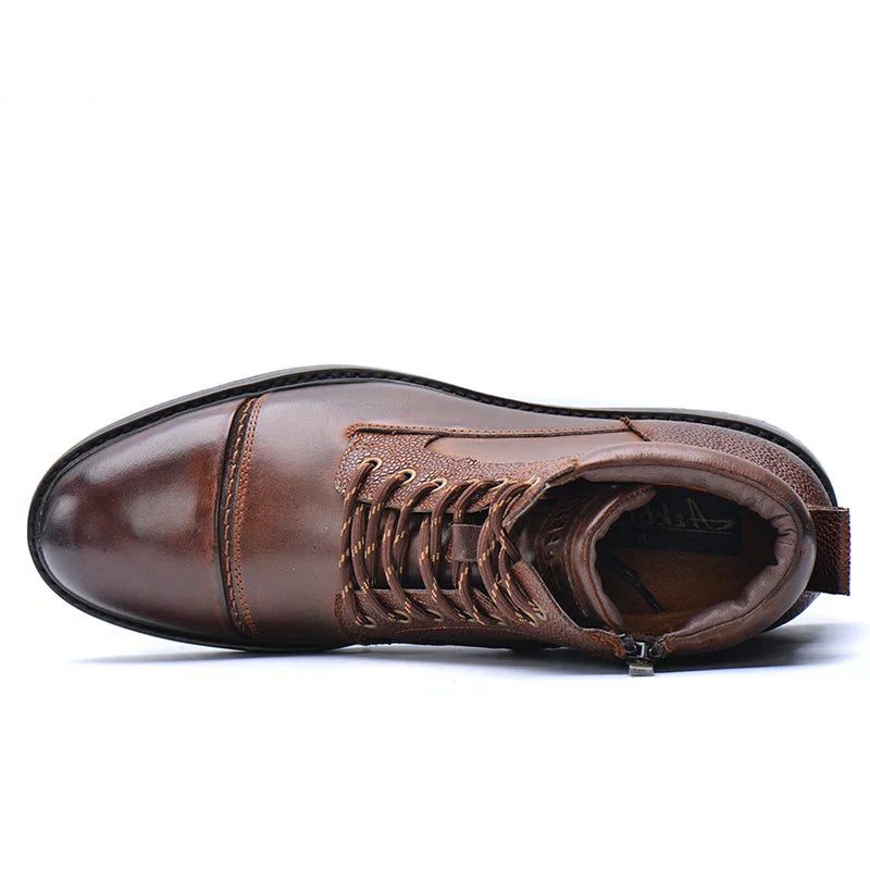 Lace-Up Side Zip Work Boots for Men