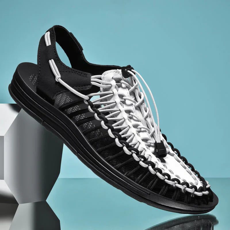 Lace-Up Woven Closed Toe Sandals for Men