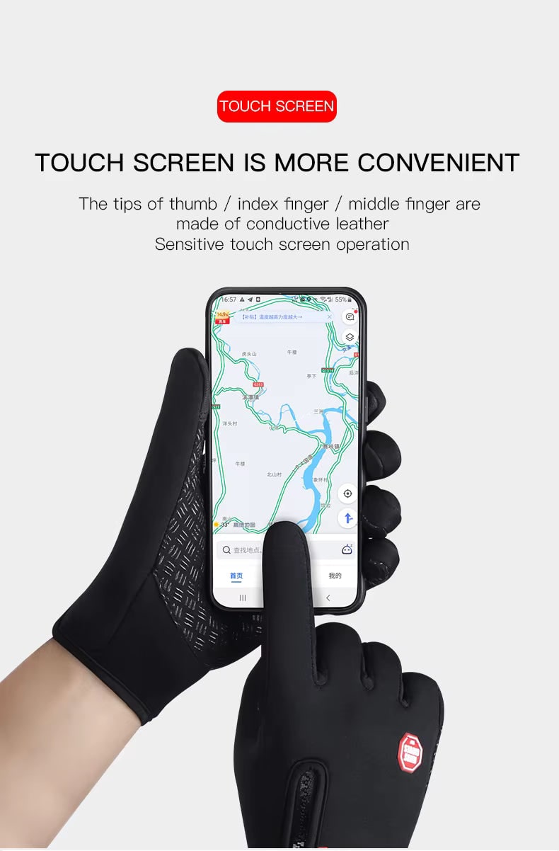 Ladies Winter Gloves Waterproof Touchscreen with Zippered Wrist and Non-Slip Palm