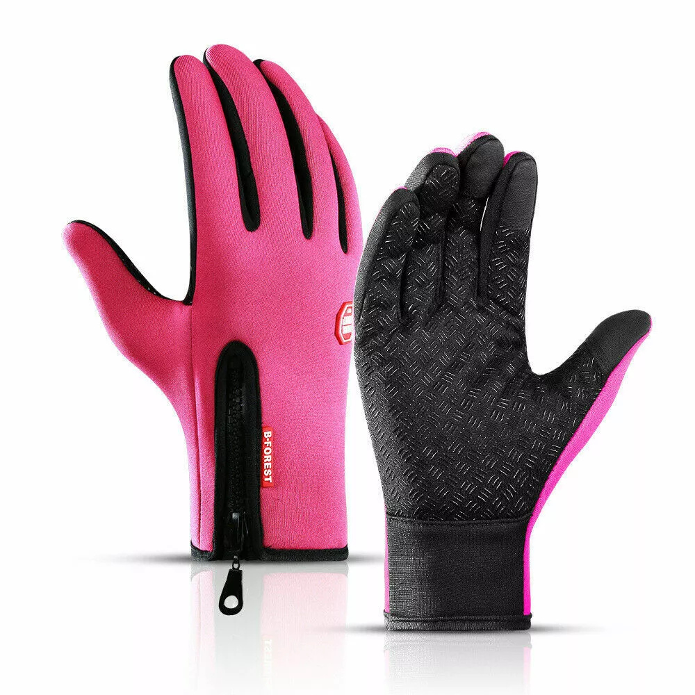 Ladies Winter Gloves Waterproof Touchscreen with Zippered Wrist and Non-Slip Palm