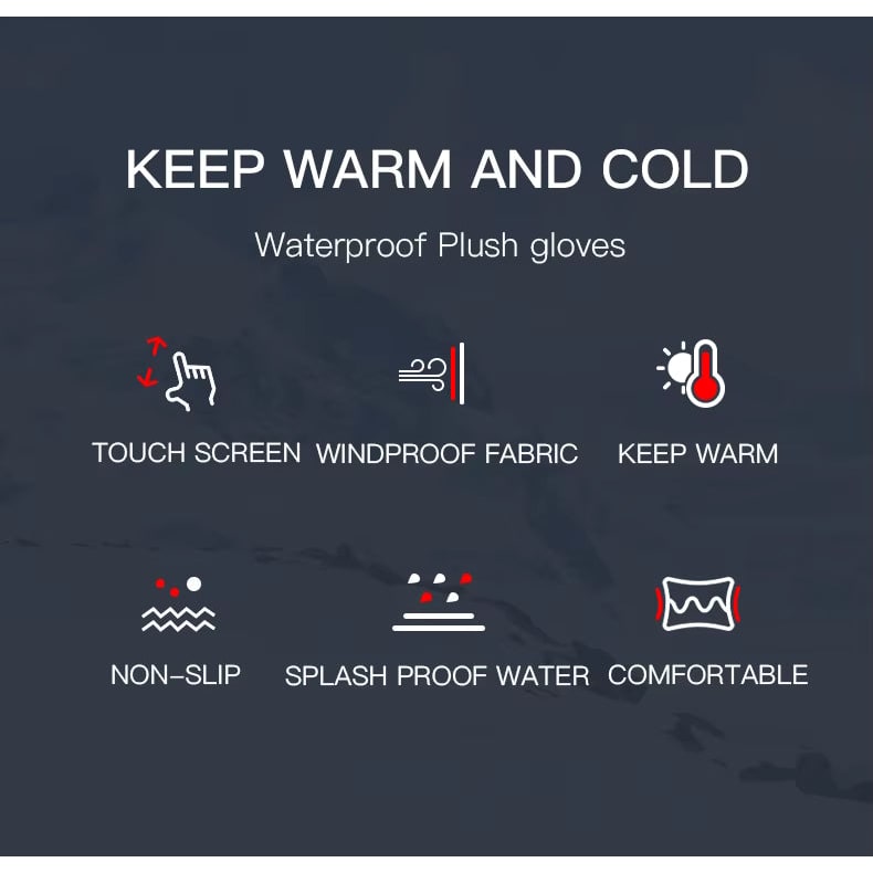 Ladies Winter Gloves Waterproof Touchscreen with Zippered Wrist and Non-Slip Palm