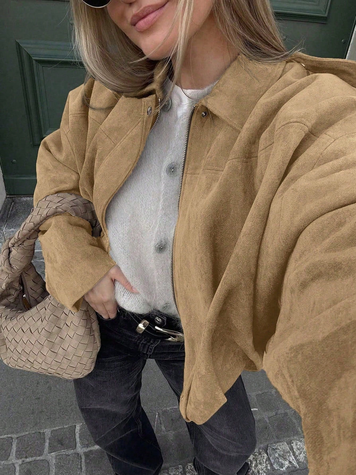 Quinn | Women's Oversized Suede Jacket Zip Up