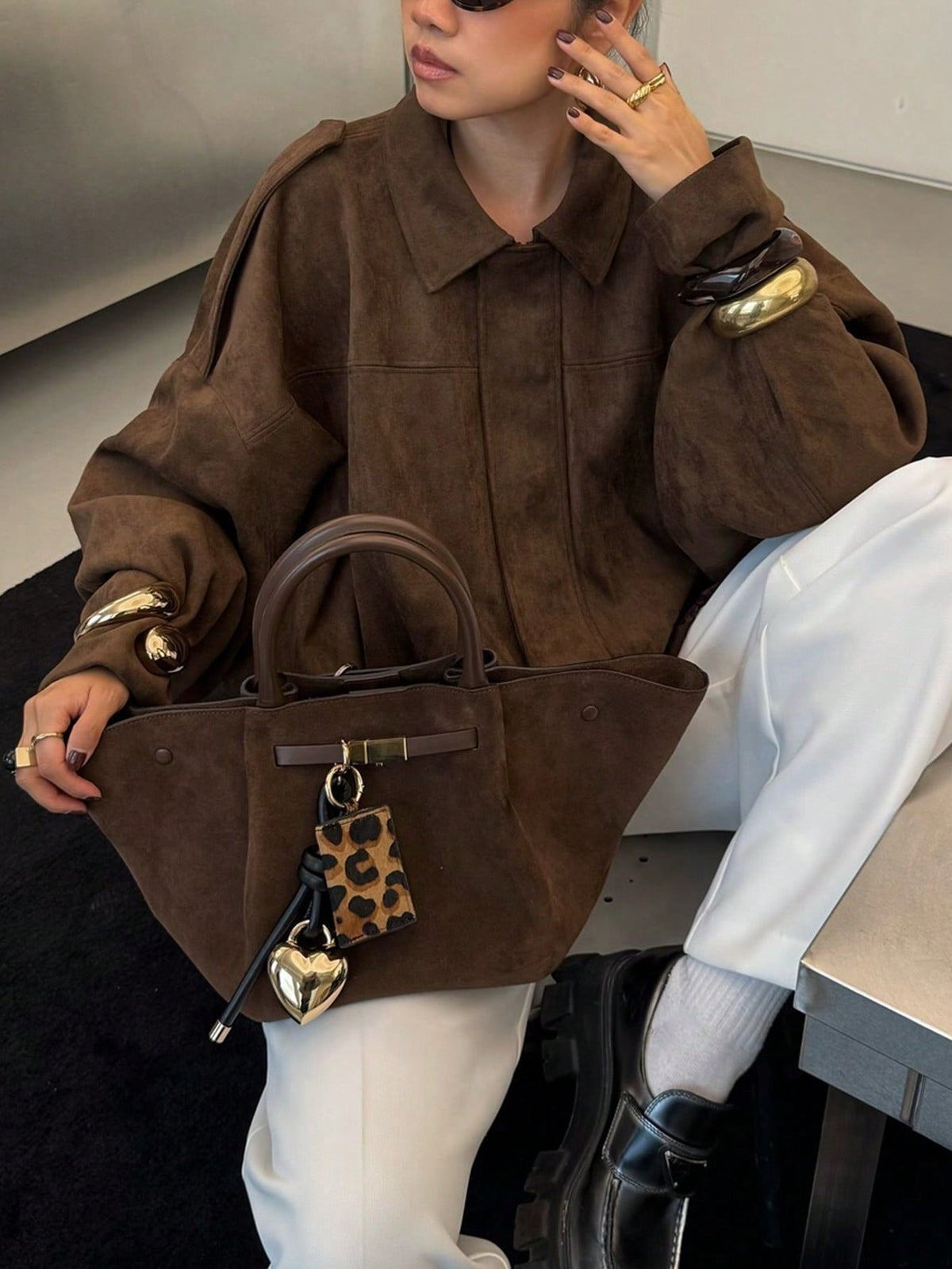Quinn | Women's Oversized Suede Jacket Zip Up