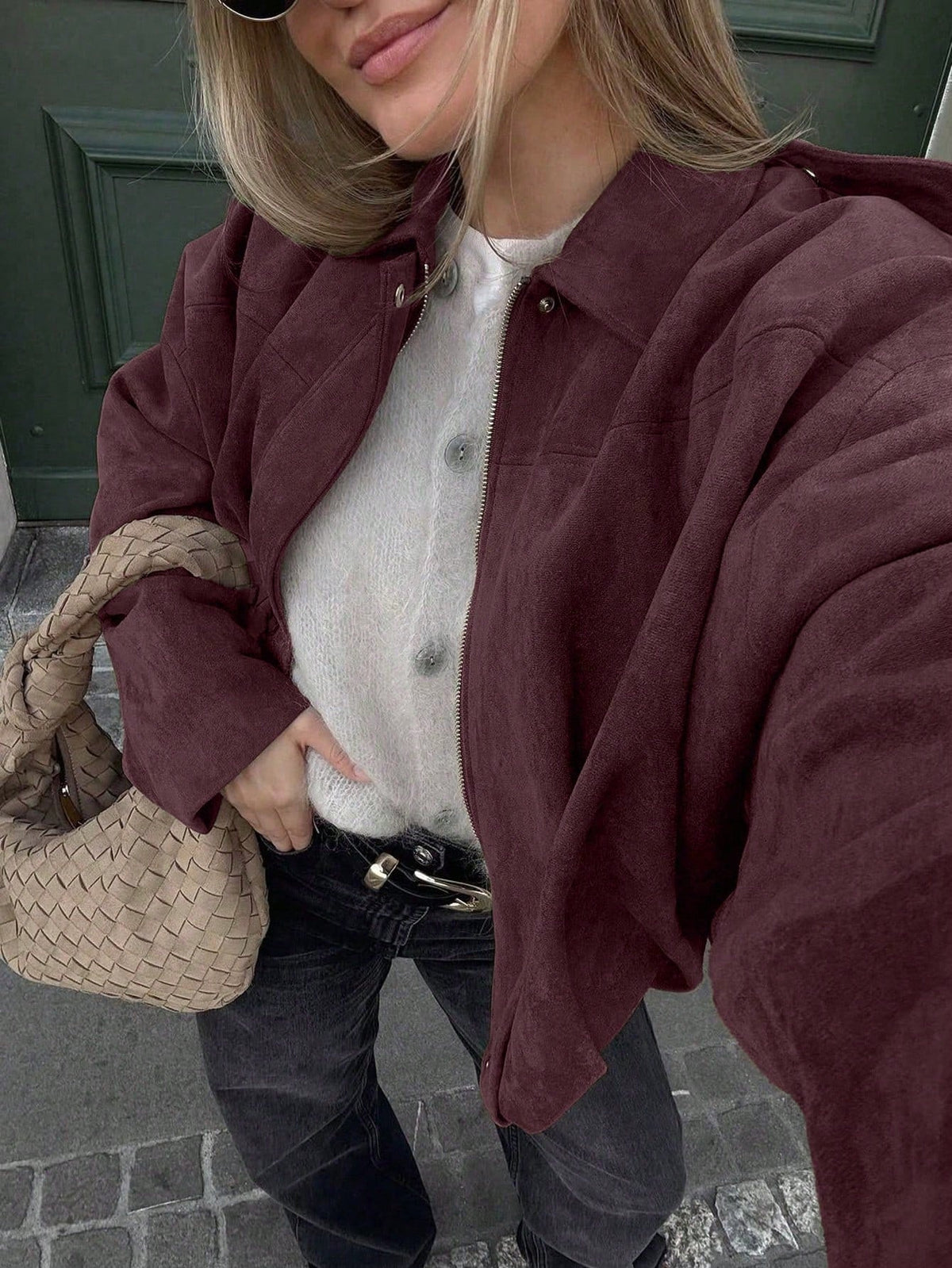 Quinn | Women's Oversized Suede Jacket Zip Up