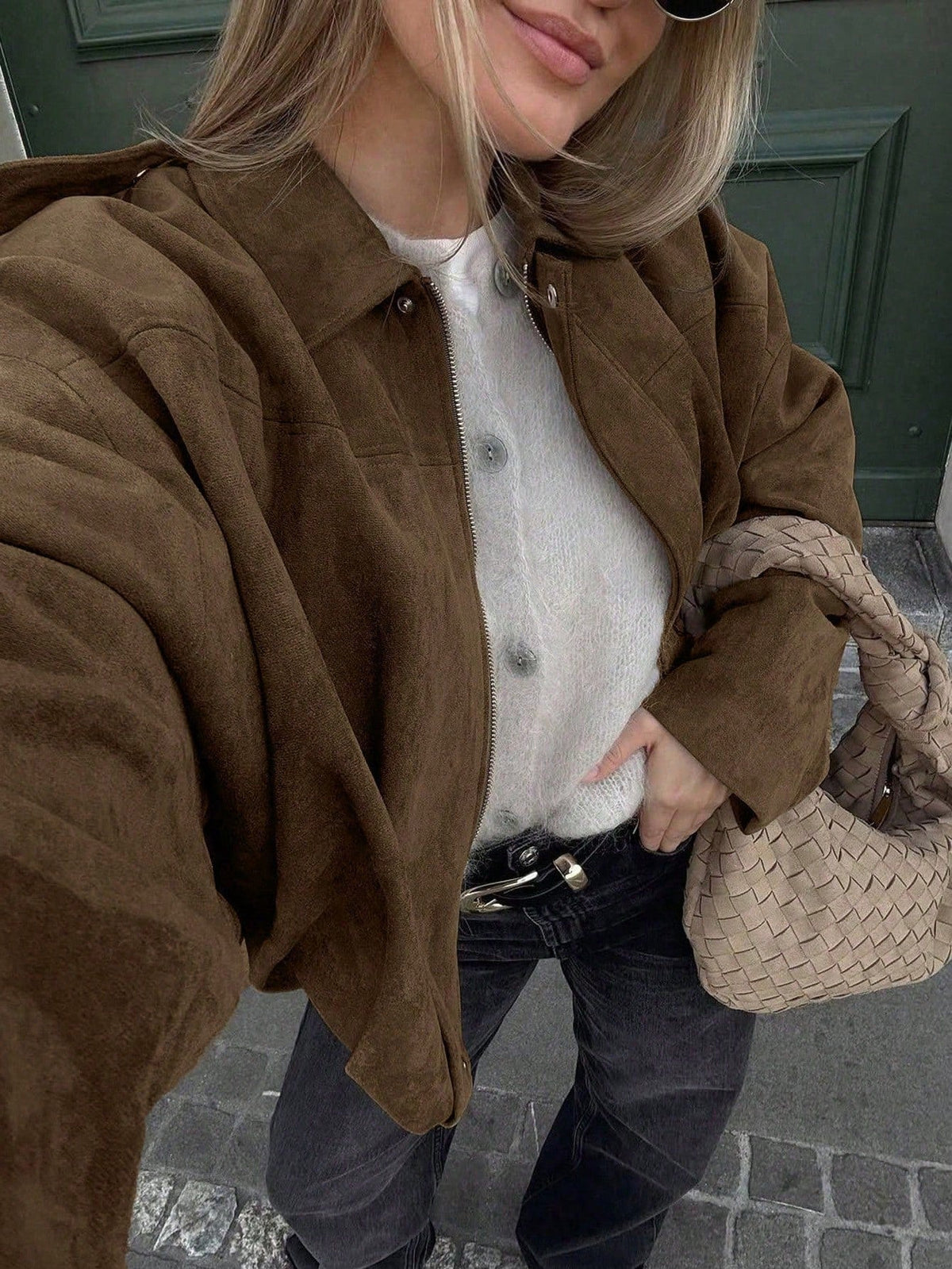 Quinn | Women's Oversized Suede Jacket Zip Up