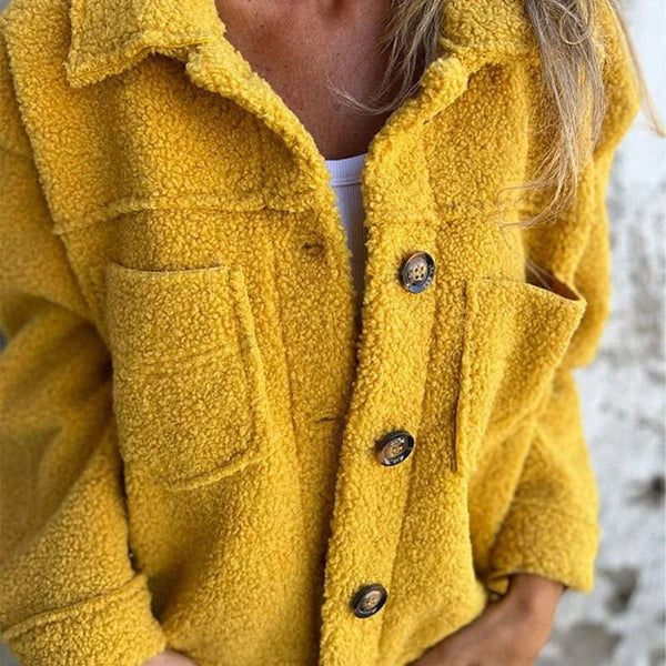 Quinn | Women's Sherpa Jacket Button Up Lapel Teddy Coat