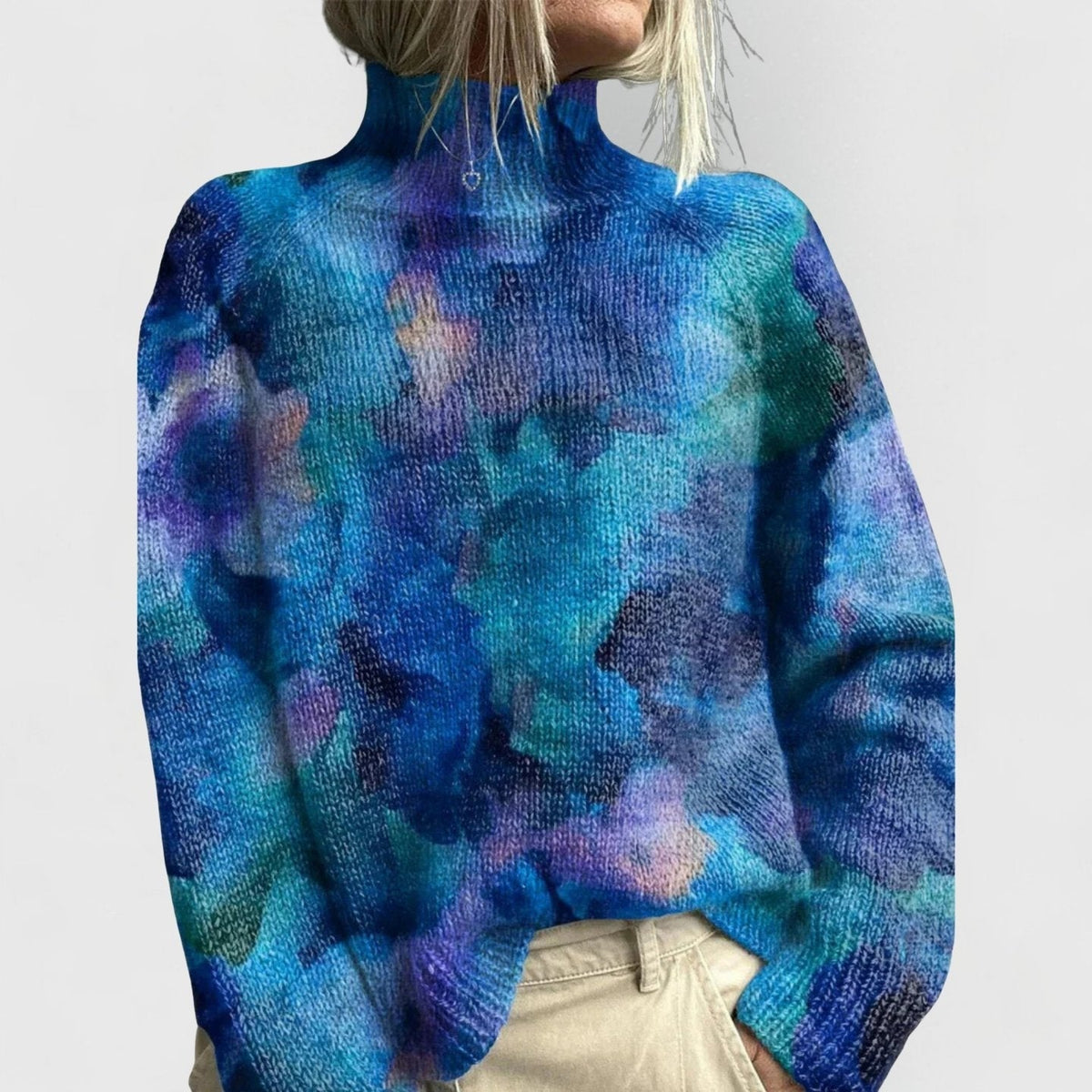 Grace | Women's Oversized Floral Turtleneck Sweater Knit
