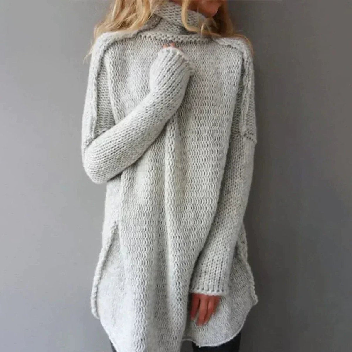 Avery | Women's Oversized Knit Turtleneck Sweater Long Sleeve Pullover