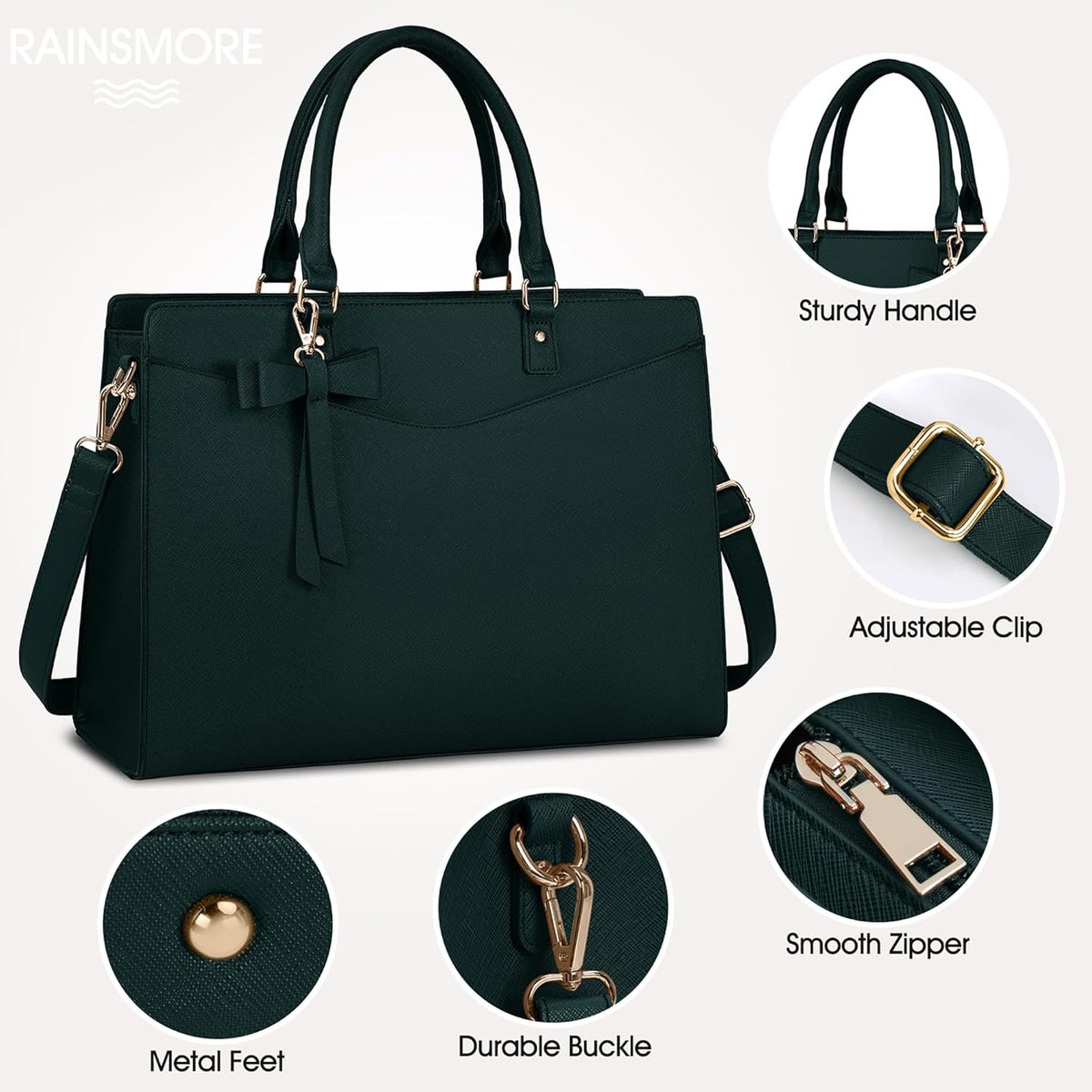 Laptop Tote | Waterproof PU Leather & Padded 15.6-Inch Compartment