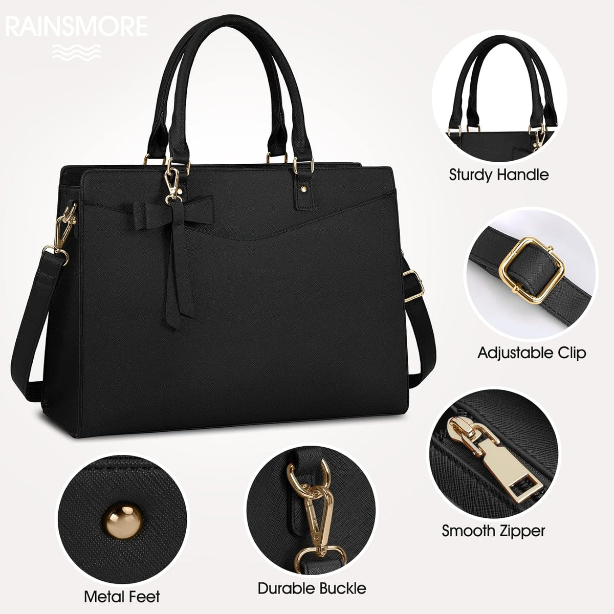 Laptop Tote | Waterproof PU Leather & Padded 15.6-Inch Compartment