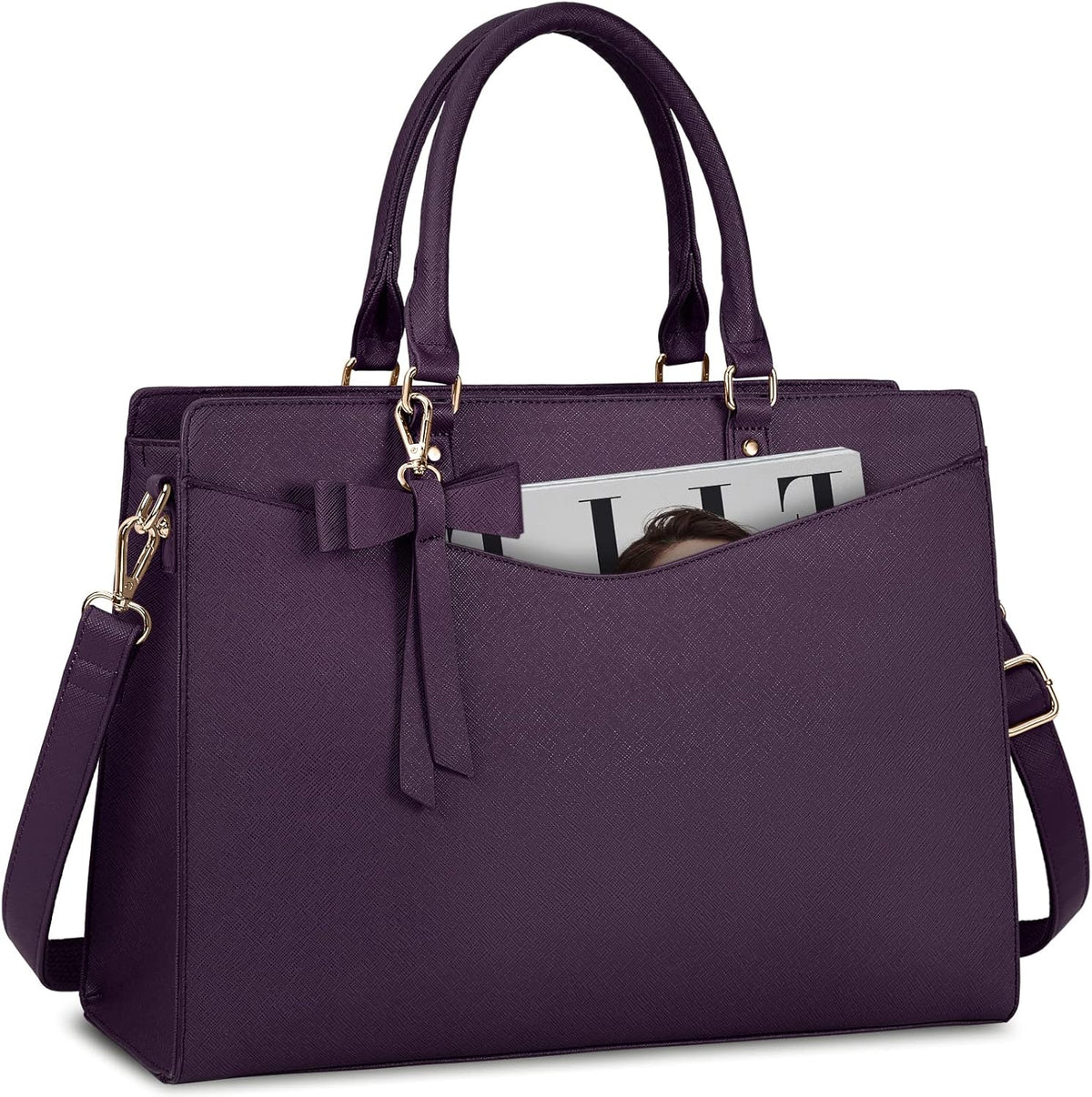 Laptop Tote | Waterproof PU Leather & Padded 15.6-Inch Compartment