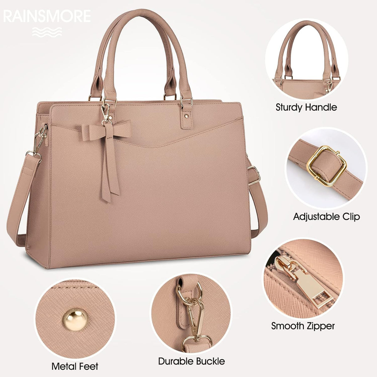 Laptop Tote | Waterproof PU Leather & Padded 15.6-Inch Compartment