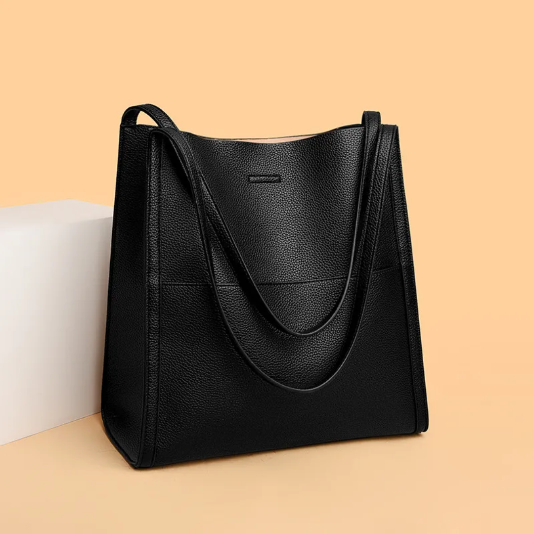 Women's Leather Shoulder Bag with Front Pocket