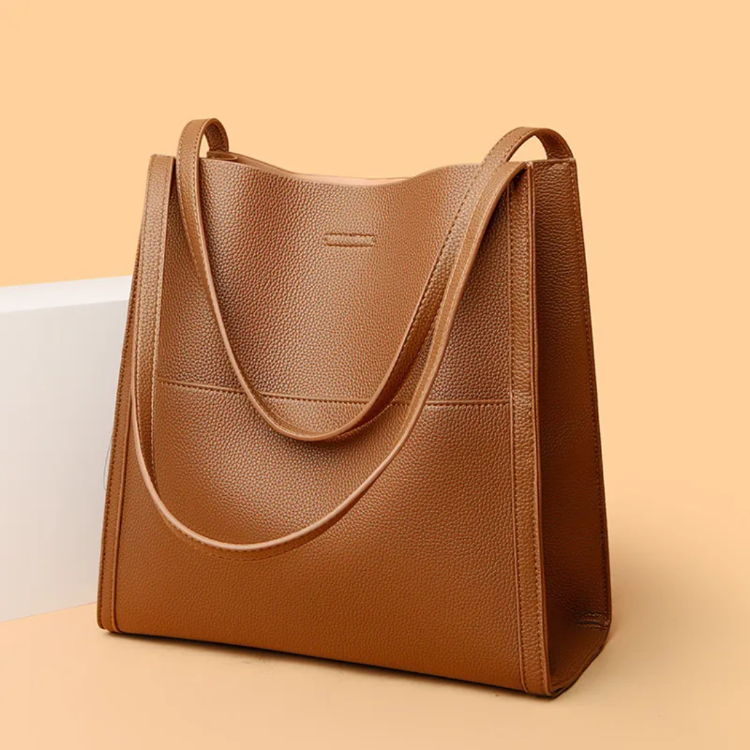 Women's Leather Shoulder Bag with Front Pocket
